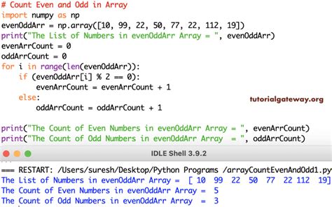 Python Exercise: Count the number of even and odd .